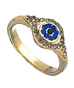 Blu Bijoux Gold and Crystal Small Evil Eye Ring